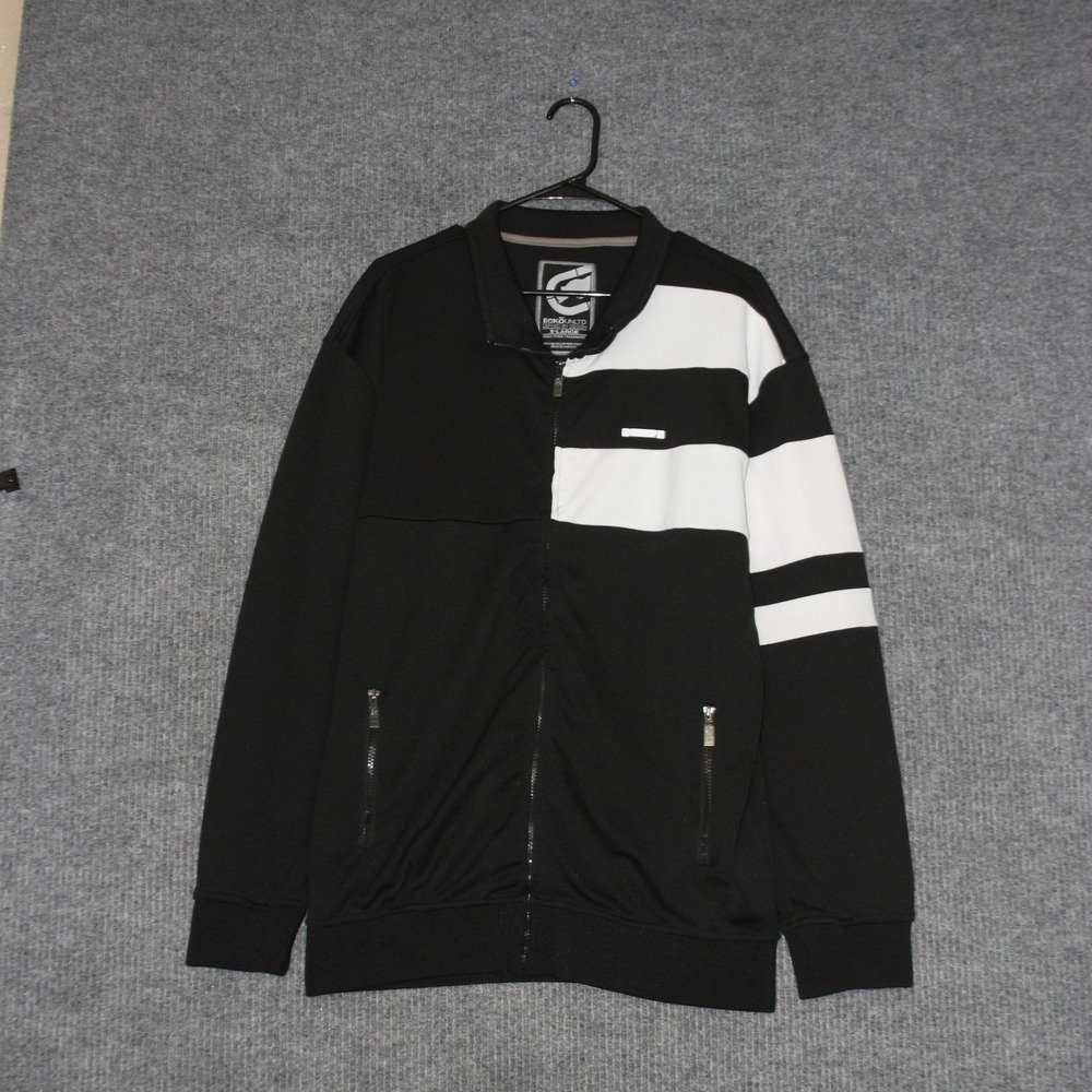 ECKO UNLTD Track‎ Jacket Mens XL Black White Full Zip Color Block Streetwear